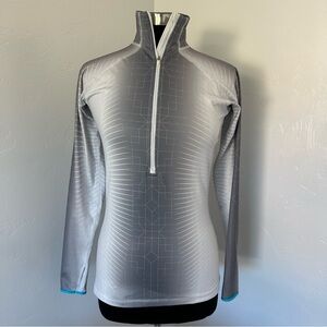 Nike PRO Dri-Fit Fleece 1/4 Zip White Grey Top Size M